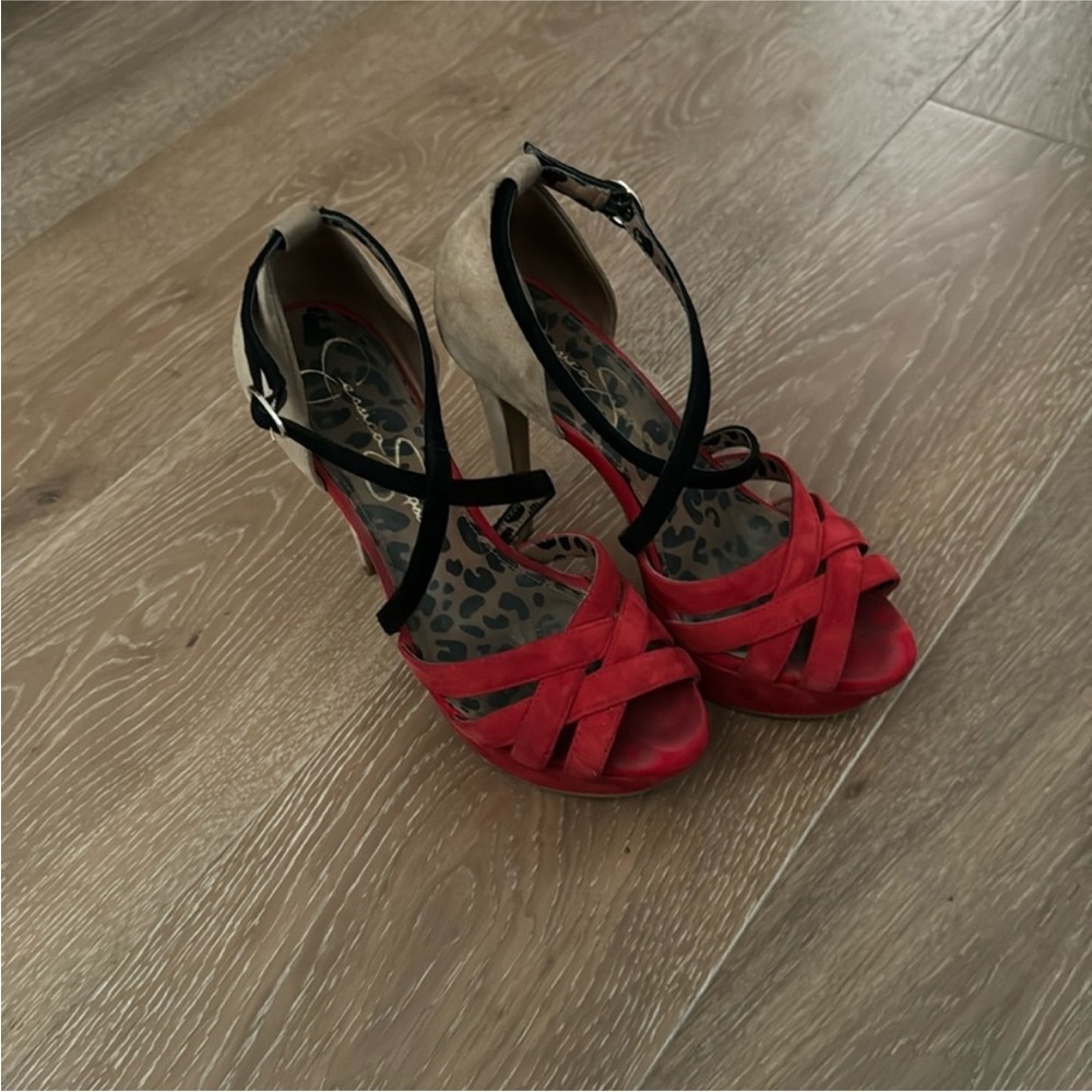 Jessica Simpson Red and Black Heels - Picture 3 of 5